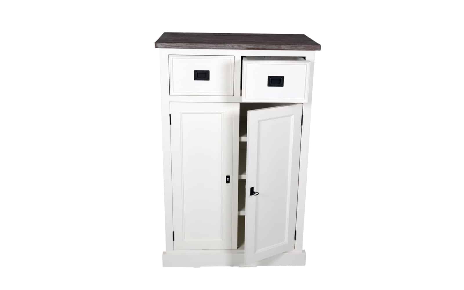 Comodă înaltă, Lahoma, Lemn Masiv, 4 compartimente, 80x45x120, Alb/Maro