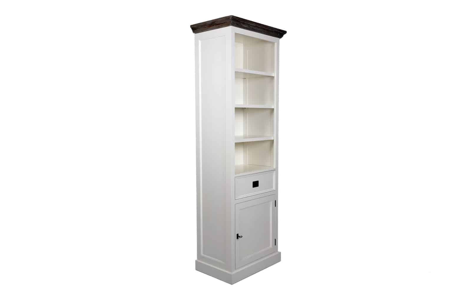 Etajeră Lahoma, Lemn Masiv, 6 compartimente, 70x45x196, Alb/Maro