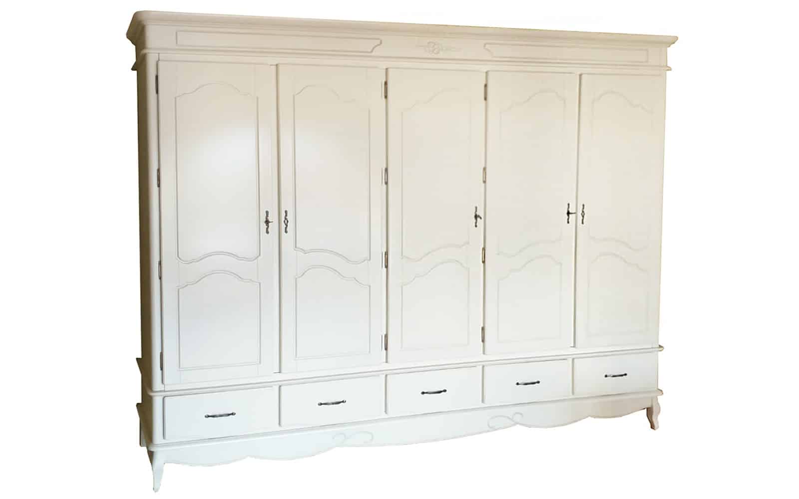 Dulap Casandra, Lemn Masiv, 281x60x216cm, Alb Antic