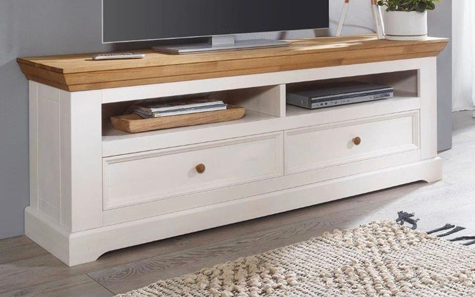 Set Living Iris, Model C, Lemn Masiv, Alb-Natur