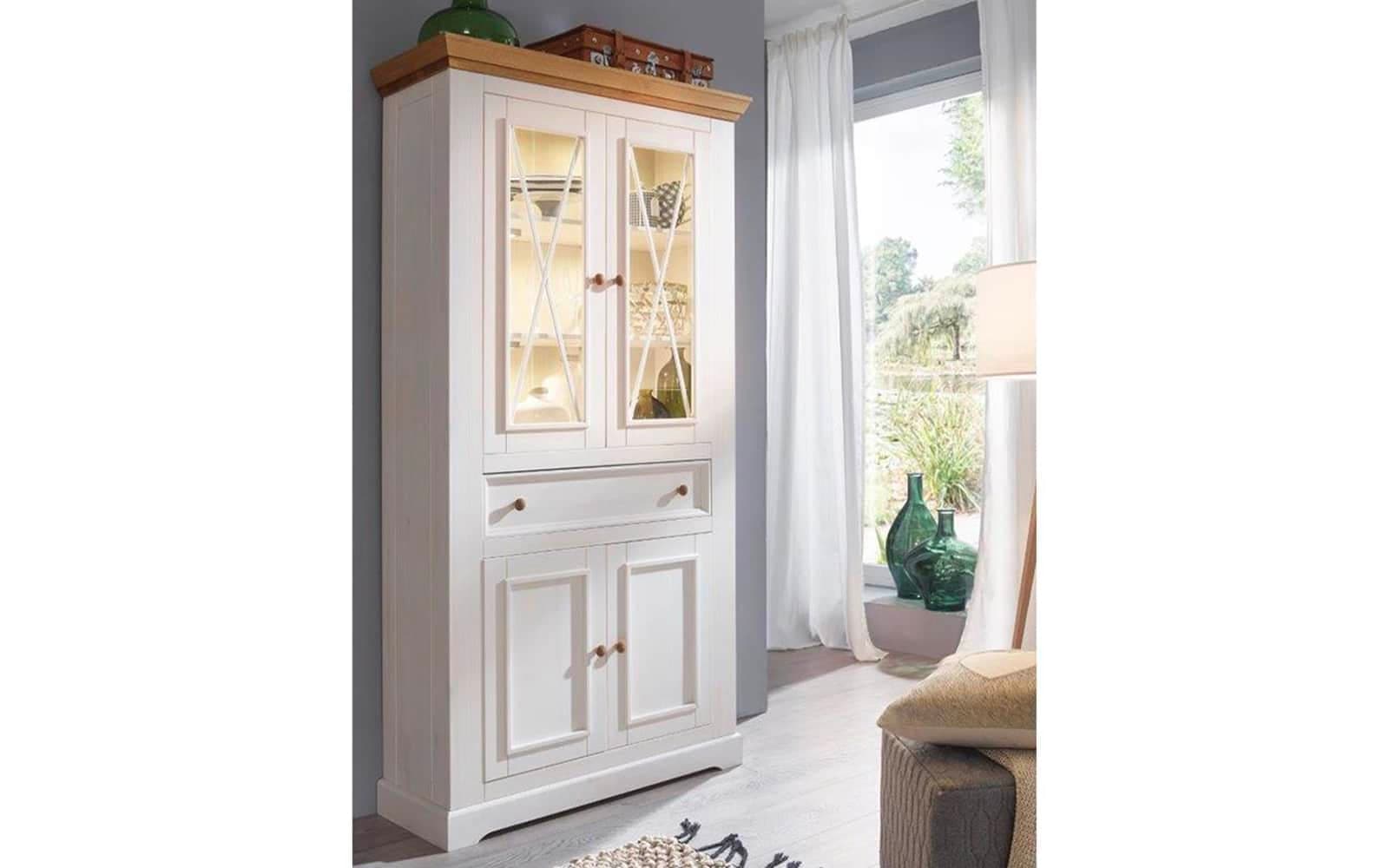 Set Living Iris, Model C, Lemn Masiv, Alb-Natur