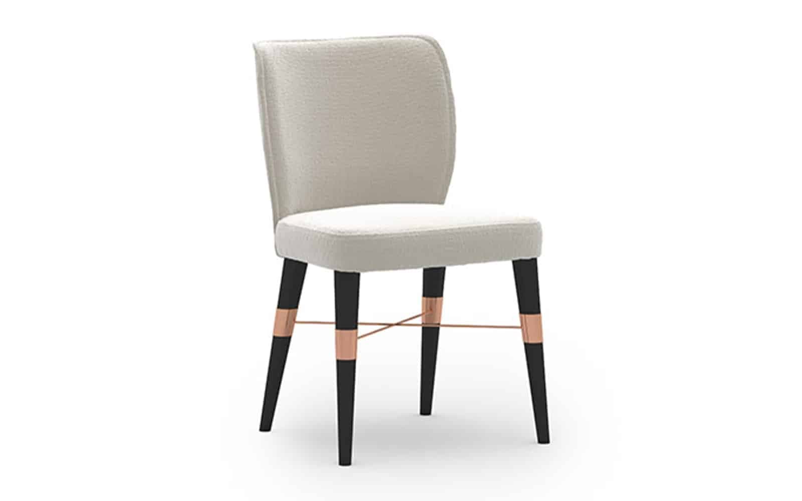 Scaun Calista, Negru-Rose Gold, Tapițerie Crem, 50 x 54 x 83 cm