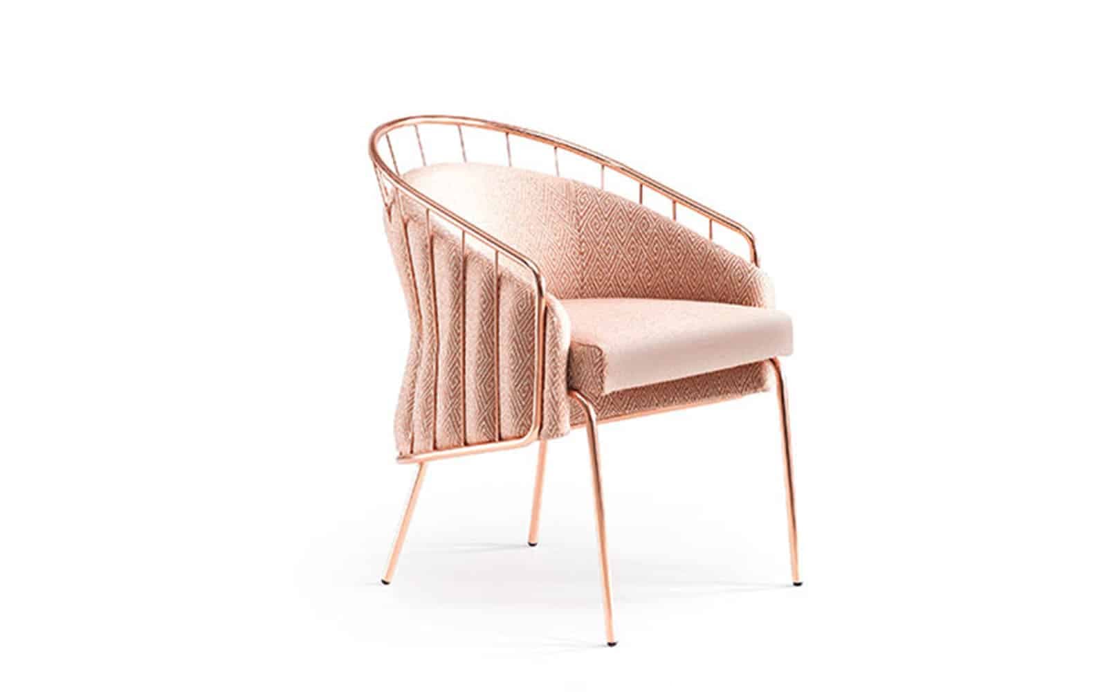 Scaun Anette, Cadru Metalic, Rose-Gold, 65 x 63 x 81 cm