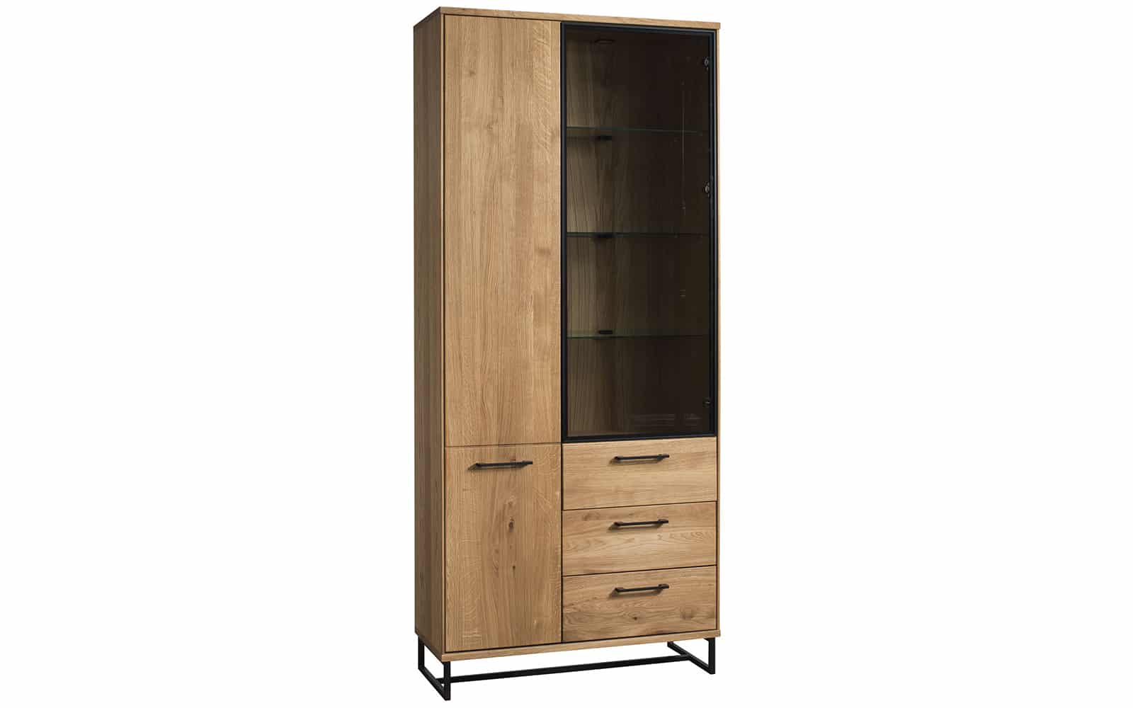 Vitrina Colmar, Lemn Masiv, Stejar Natur, 206.6x90.2x38 cm