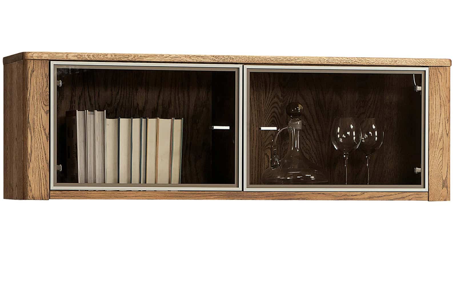 Dulap suspendat Hugo, Lemn Masiv, Stejar Inchis, 123.5x35x40.8cm