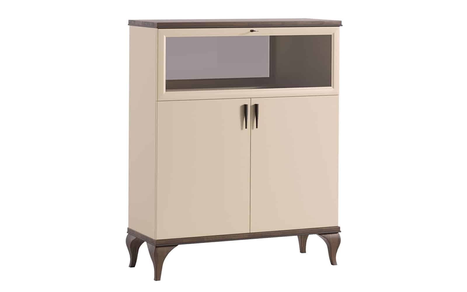 Comoda bar Leona, 112x42x135cm, Crem-Nuc