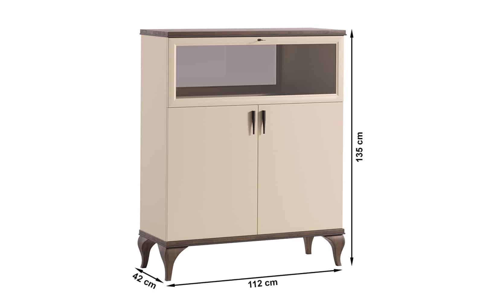 Comoda bar Leona, 112x42x135cm, Crem-Nuc