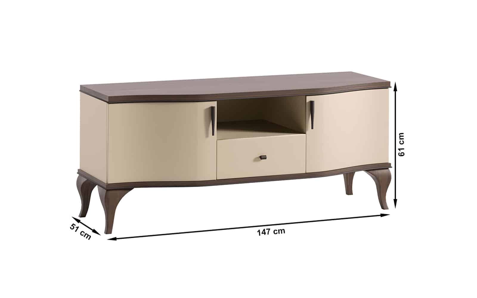 Comoda TV  Leona, 147x51x61cm,Crem-Nuc