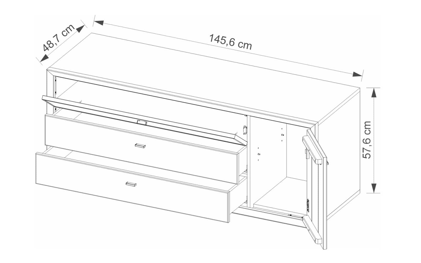 Comodă TV Sutton, 58x145x49 cm