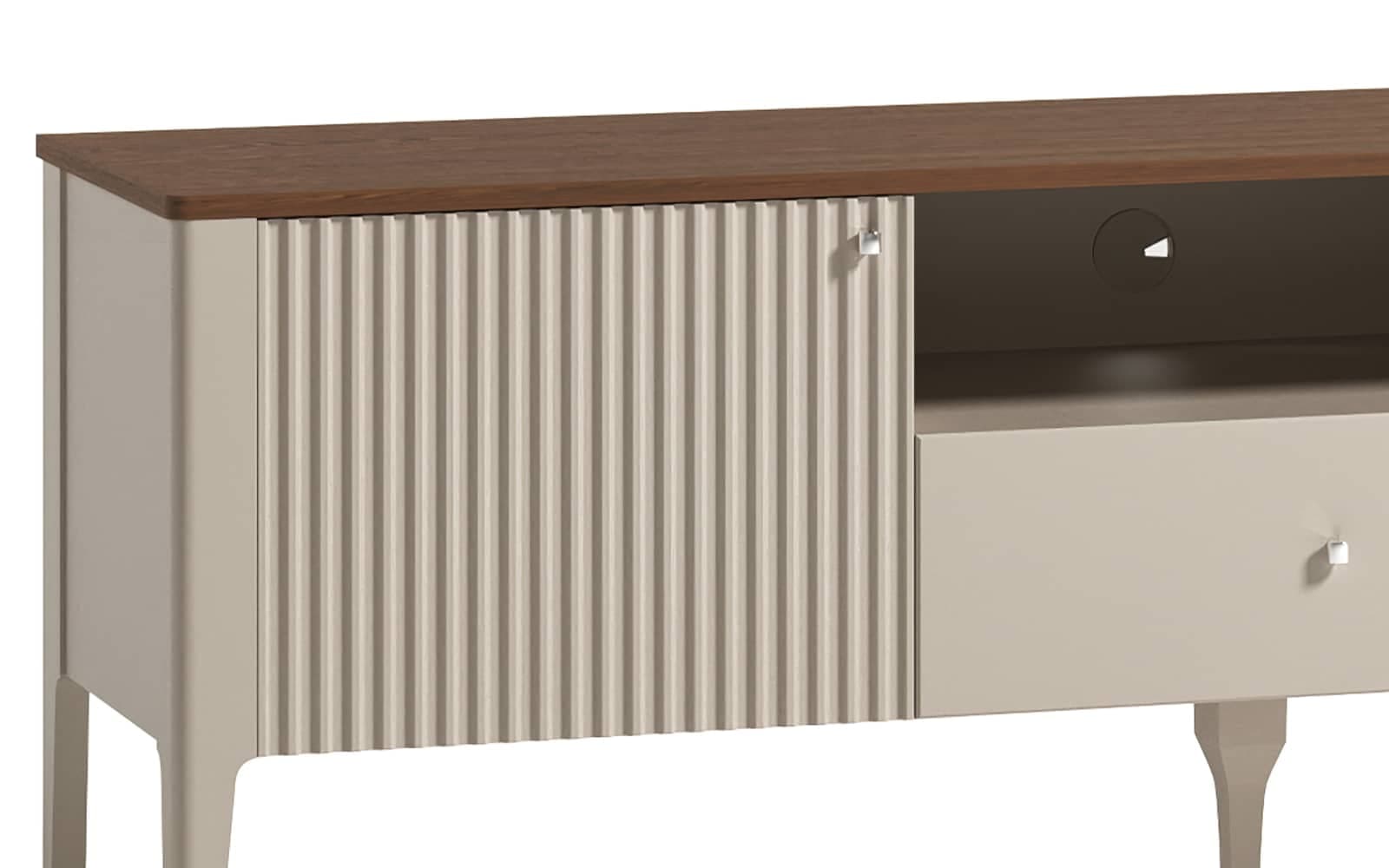 Comodă TV Napoli, 162x40x56cm, Crem/Nuc