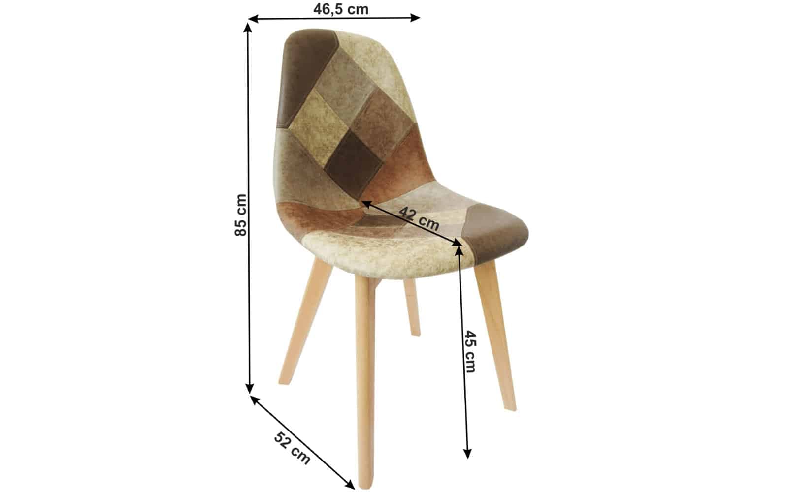 Scaun Dining Saleva, 46,5x52x82 cm, patchwork/fag