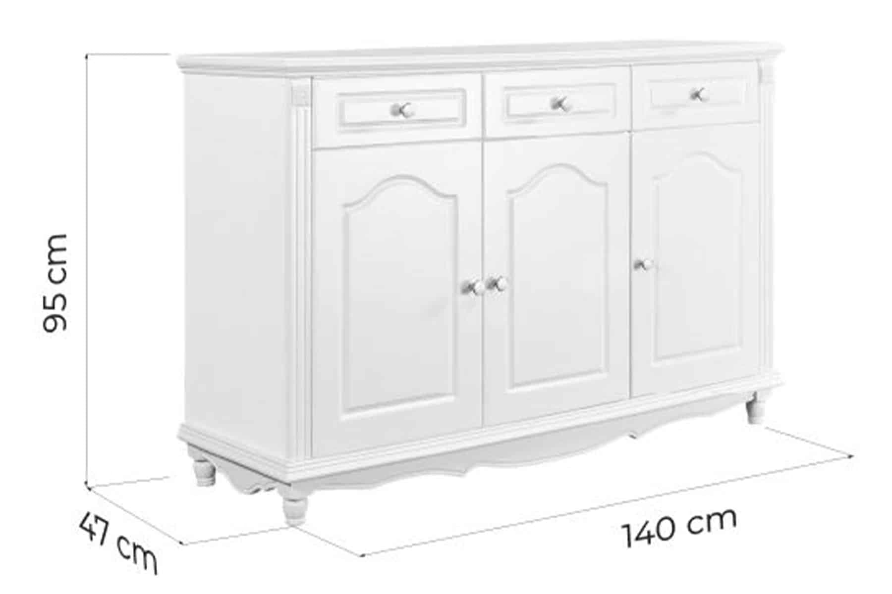 Bufet Elizabeth, 140x47x95cm, Alb