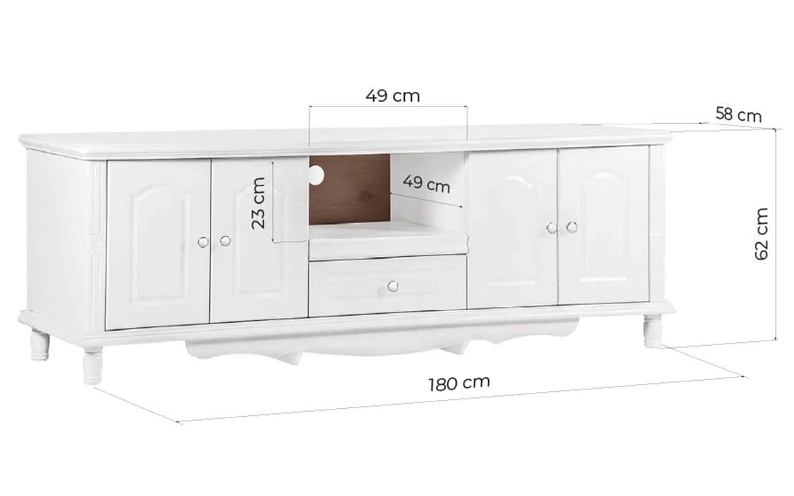 Cabinet TV Elizabeth, 180x58x62cm, Alb