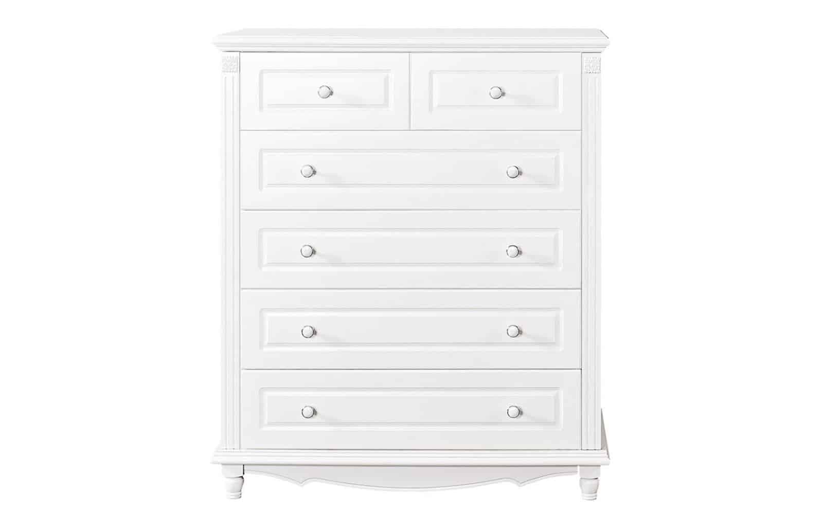 Comoda Elizabeth, 6 sertare, 100x47x119cm, Alb