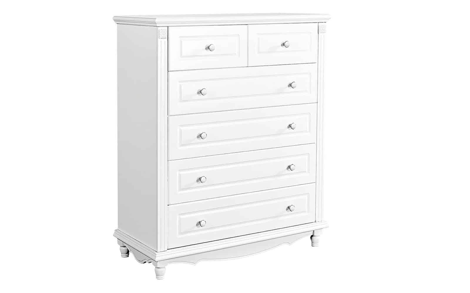 Comoda Elizabeth, 6 sertare, 100x47x119cm, Alb