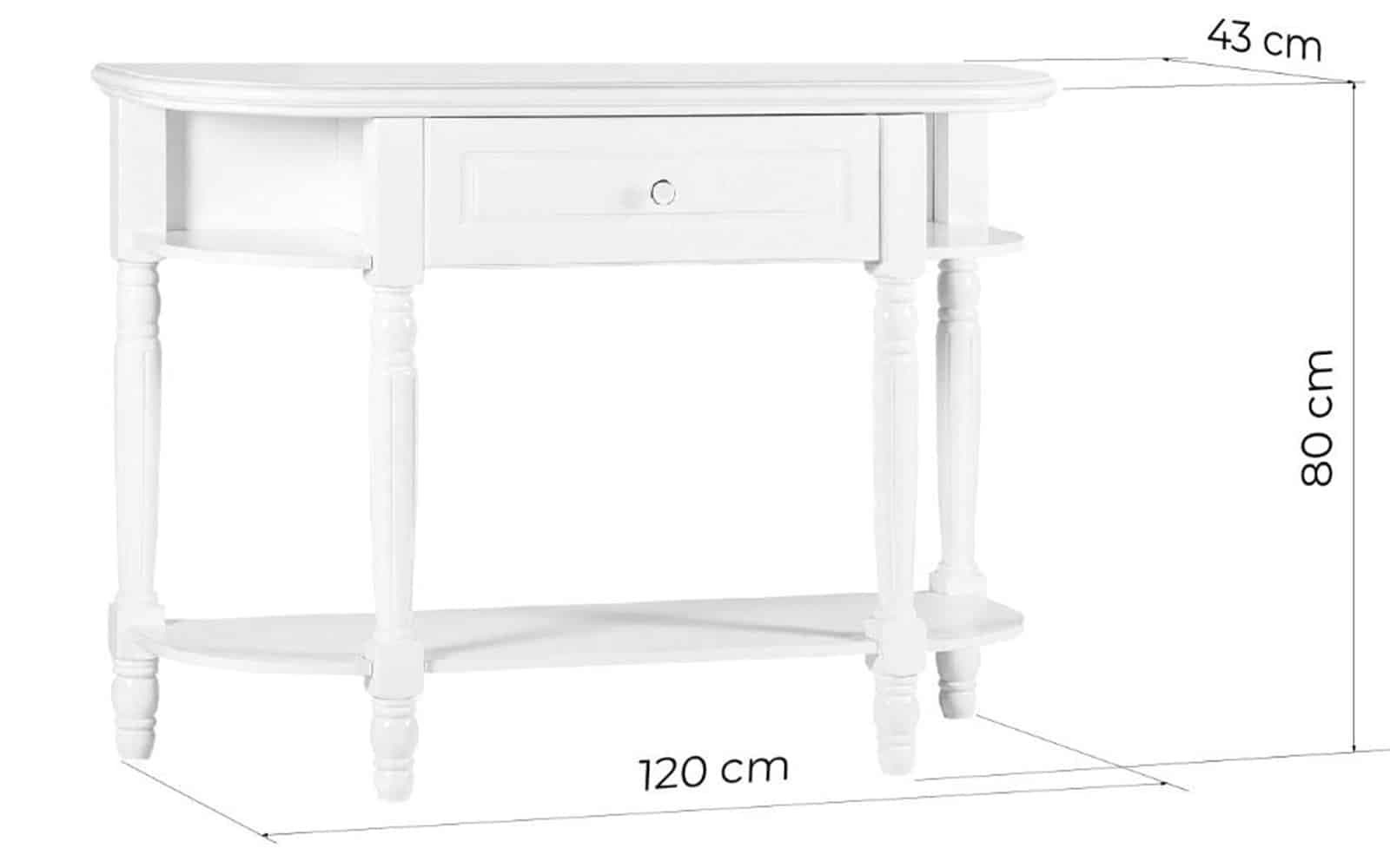 Consola Elizabeth, 120x43x80cm, Alb