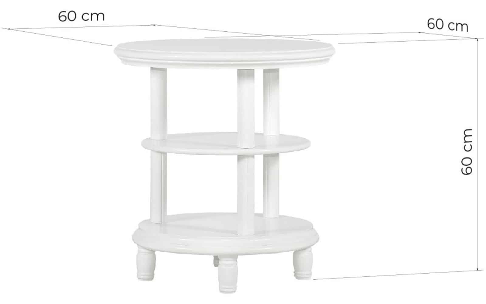 Masa de cafea rotunda Elizabeth, 60x60cm, Alb