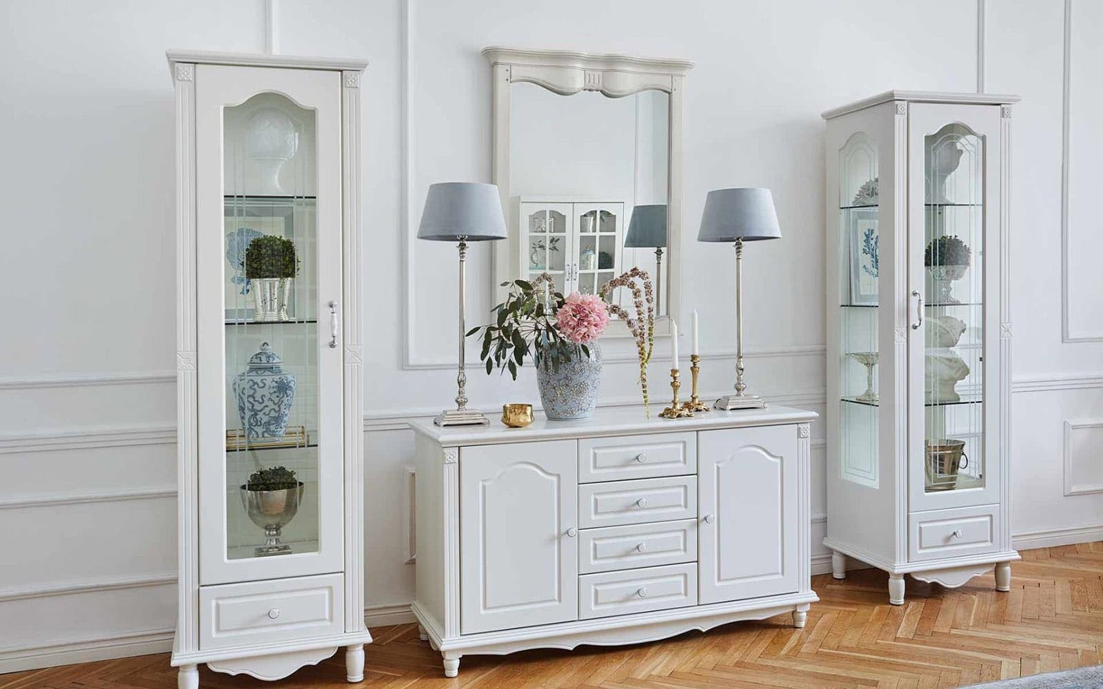 Vitrina Elizabeth 1 Usa, 60x48x200cm, Alb