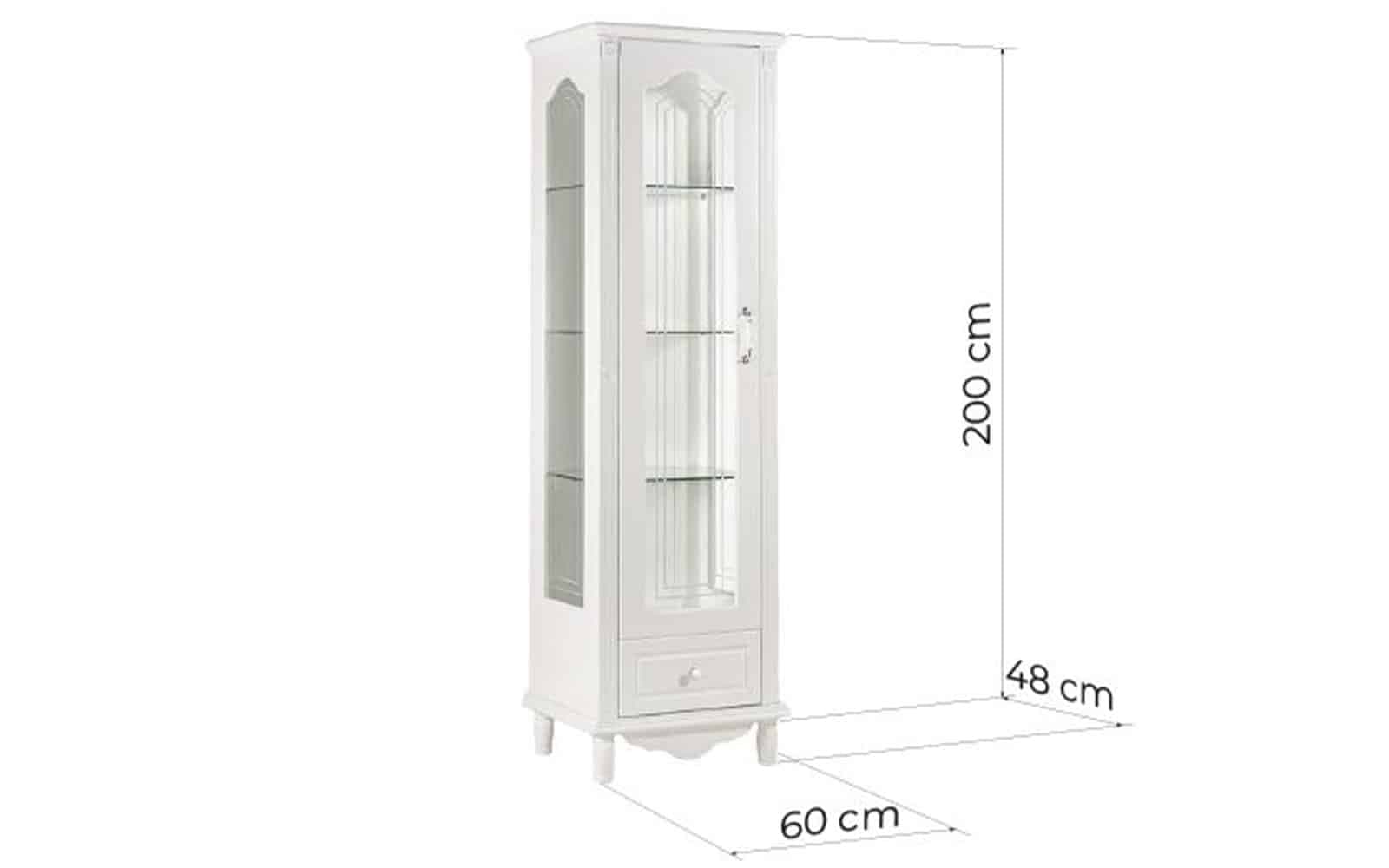 Vitrina Elizabeth 1 Usa, 60x48x200cm, Alb