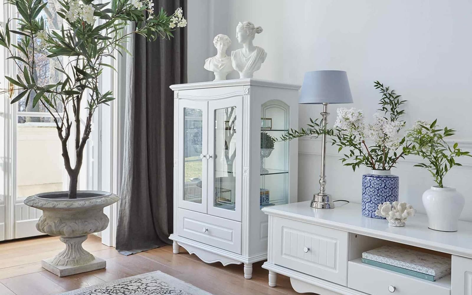 Vitrina Elizabeth, 2 Uși, 80x48x120cm, Alb