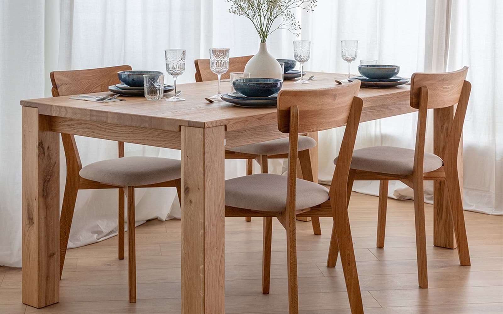 Masă Dining Gael, Stejar Masiv, 180x90 cm sau 200x100 cm