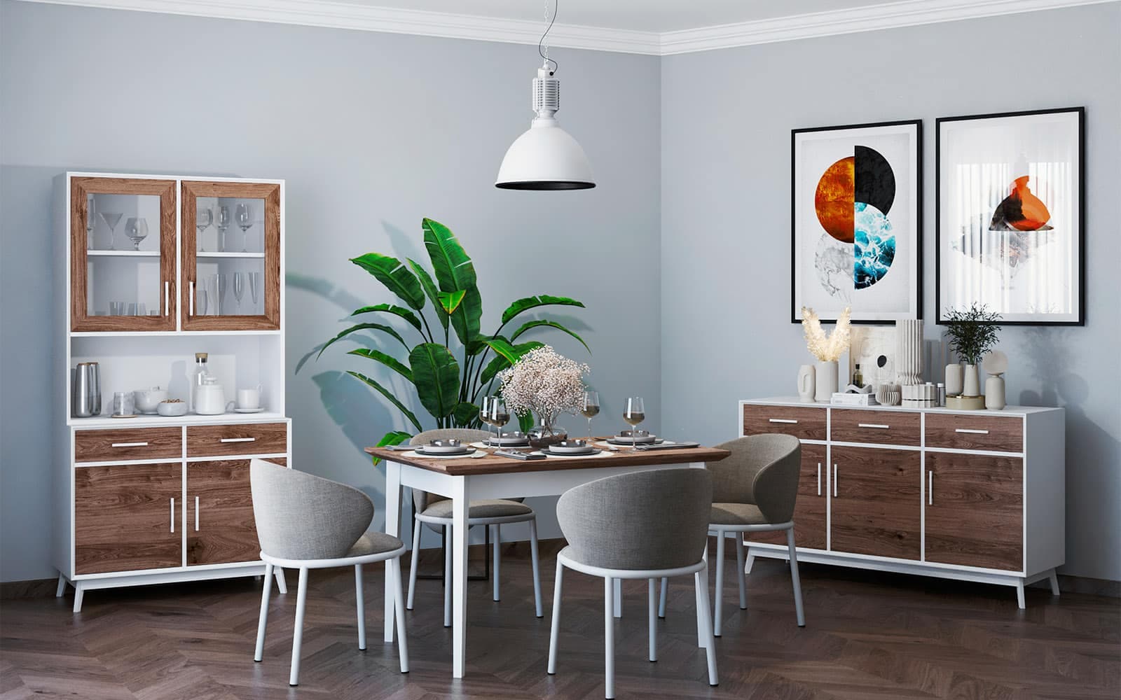 Masă Dining Extensibilă Timeless, Lemn Masiv, 120/160x80x76 cm, Alb