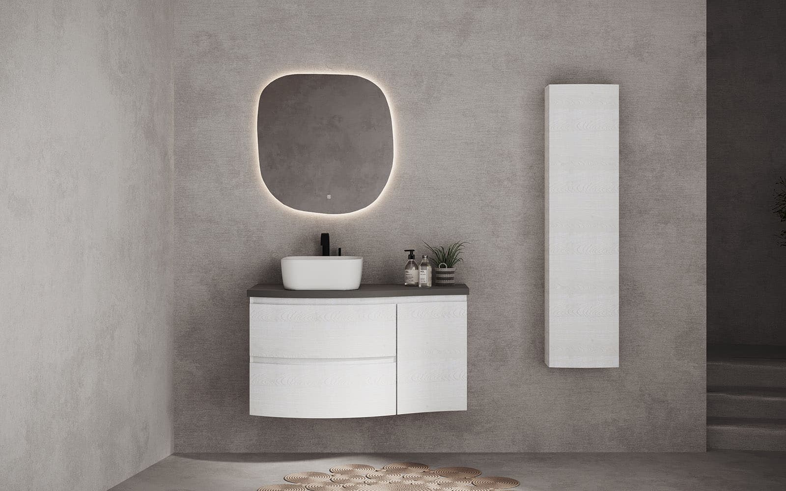 Oglinda cu iluminare LED si acționare touch, 68x70cm