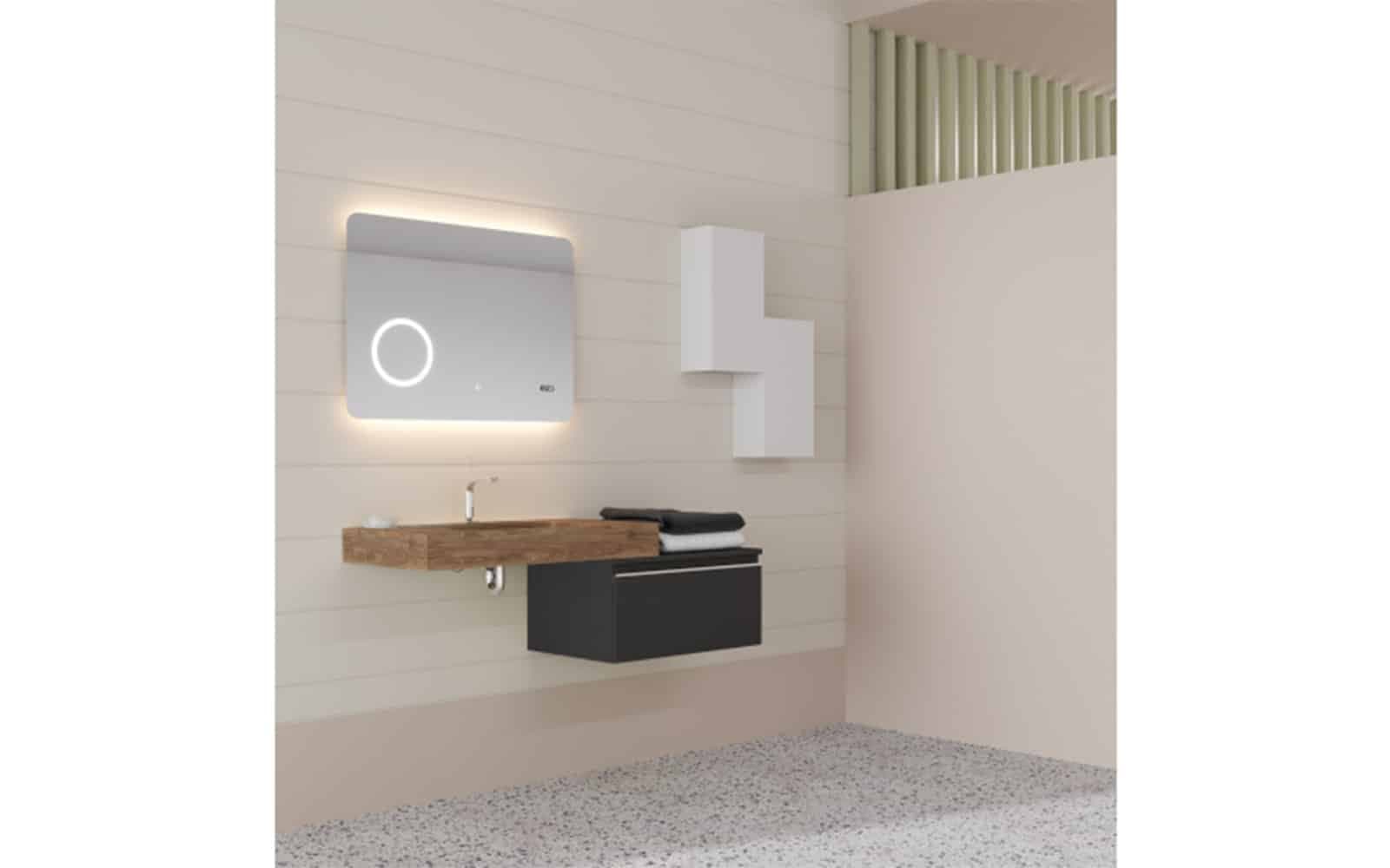 Oglinda cu Ceas, Iluminare LED si Lupa Touch, 100x70cm
