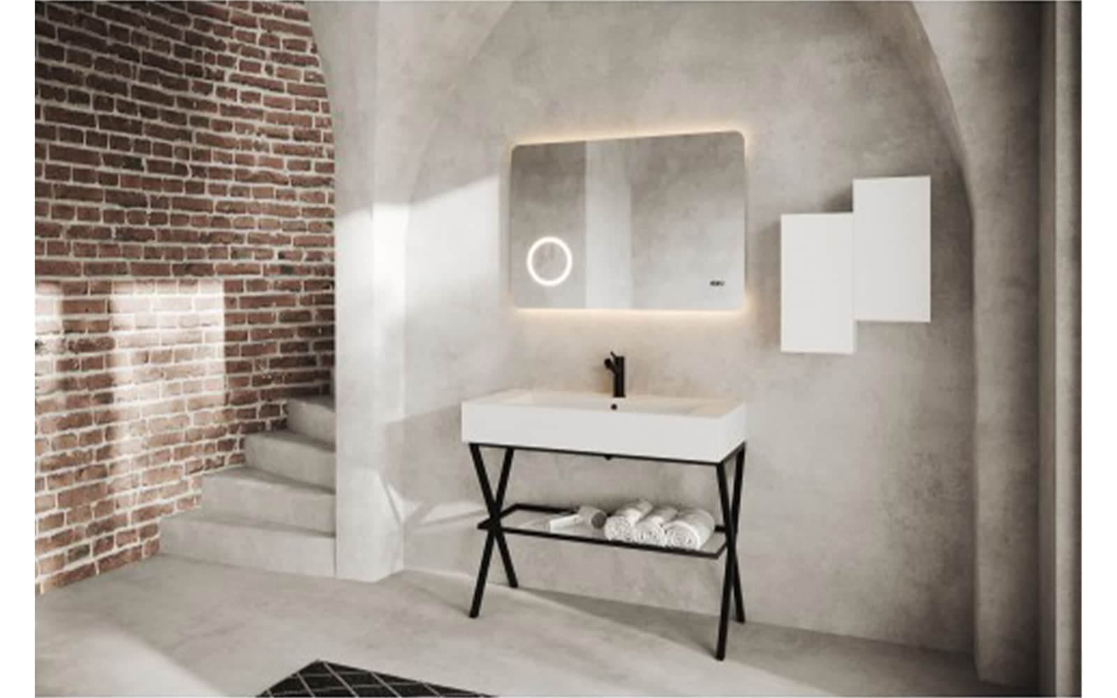 Oglinda cu Ceas, Iluminare LED si Lupa Touch, 100x70cm