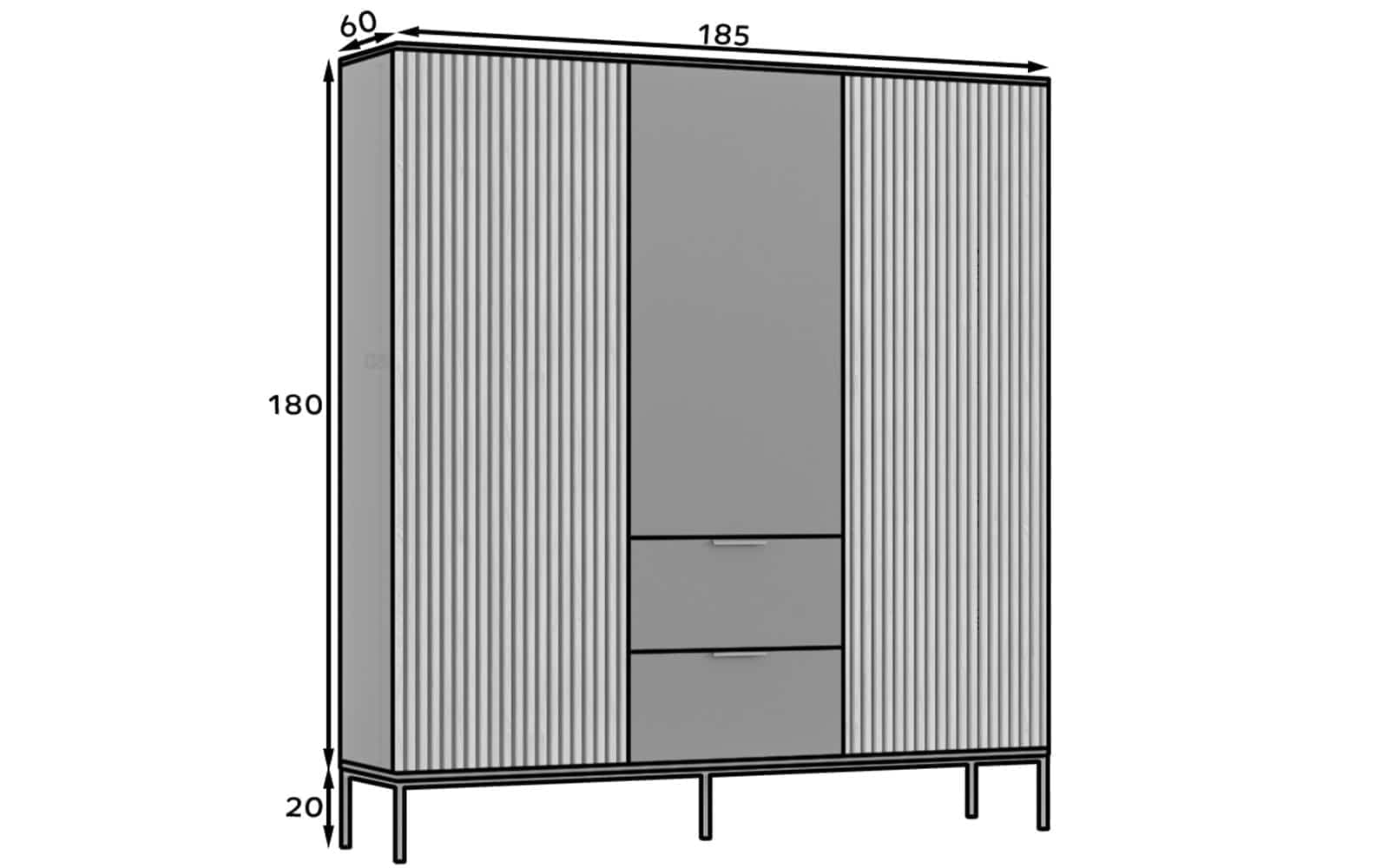 Dulap Sia, 185x60x200cm, Negru