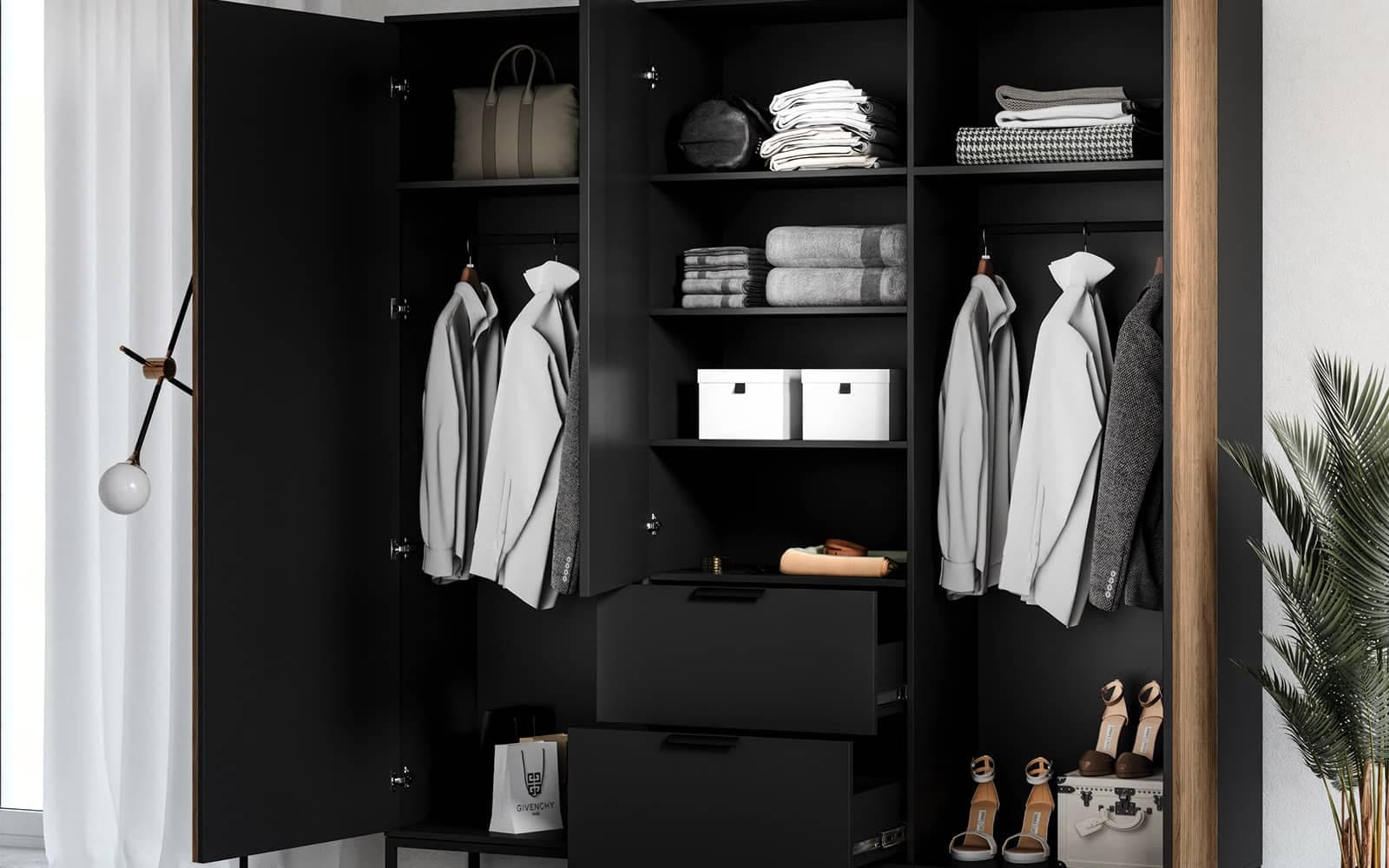 Dulap Sia, 185x60x200cm, Negru