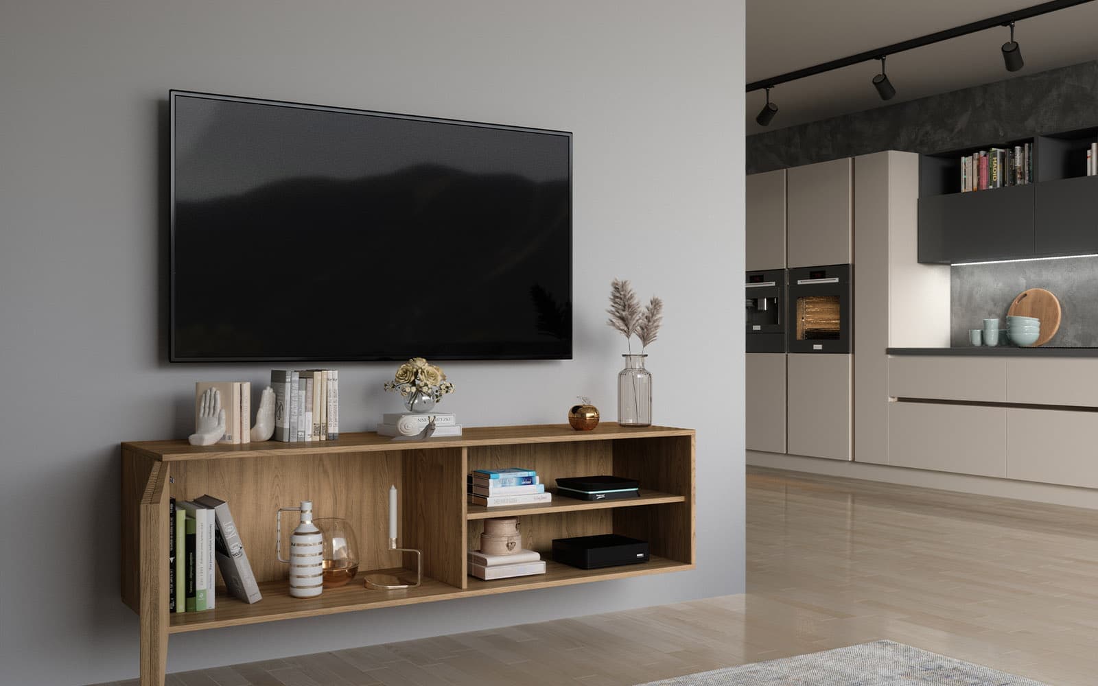 Comodă TV Suspendată Sia, 150x40x40cm, Nature