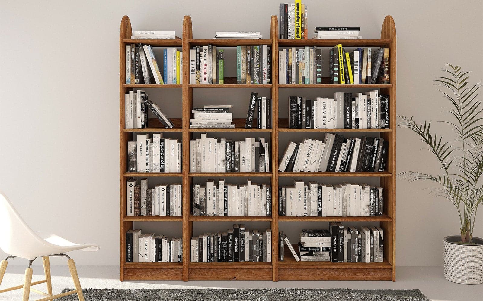 Corp Bibliotecă Hans, Lemn Masiv Stejar - Etajeră, L 40/60/80cm