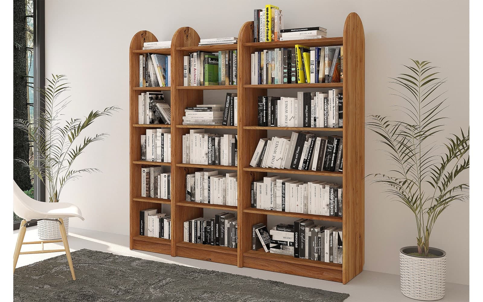 Corp Bibliotecă Hans, Lemn Masiv Stejar - Etajeră, L 40/60/80cm