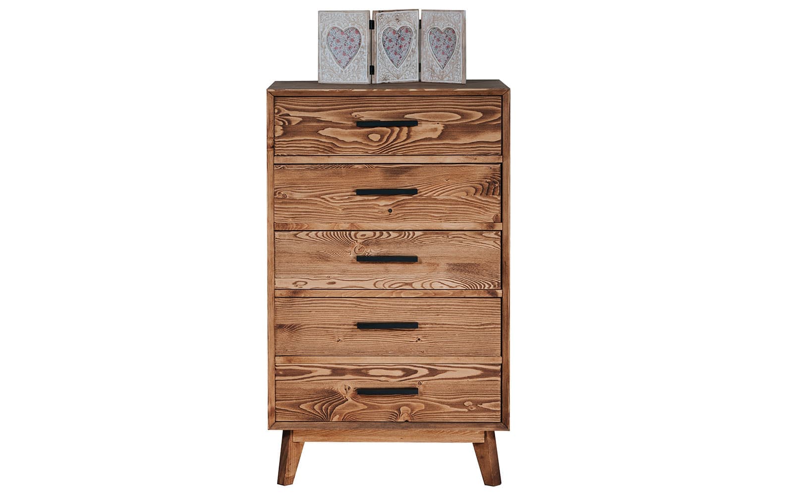 Comodă Timeless, 5 Sertare, Lemn Masiv, 60x40x100 cm, Whisky