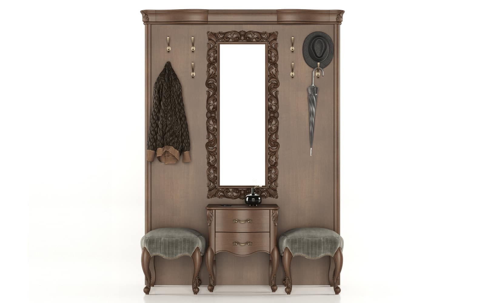 Cuier pentru hol Celisea, Lemn Masiv, 165 x 17 x 220 cm