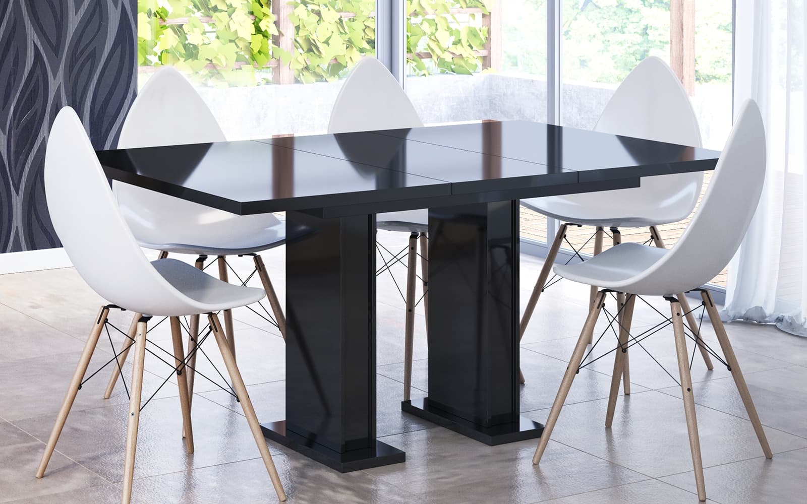 masă dining extensibilă illumina crest, 120/160x80 cm, alb (copiază)