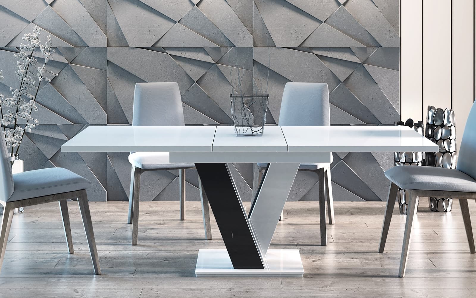 masă dining extensibilă royal stage, 140/180x80 cm, alb (copiază)