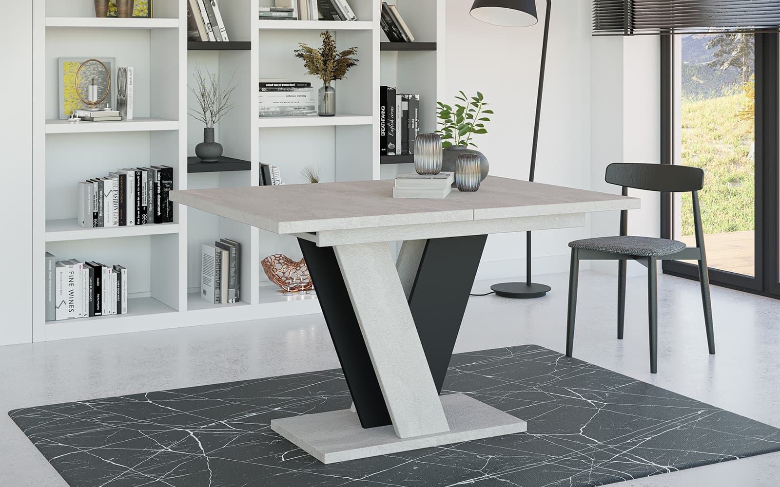 masă dining extensibilă bellavista, 120/160x90 cm, negru artizanal (copiază)