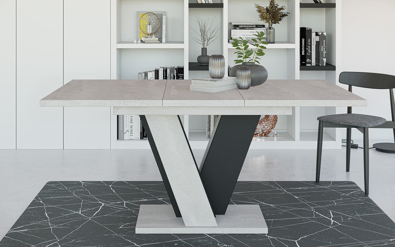masă dining extensibilă bellavista, 120/160x90 cm, negru artizanal (copiază)