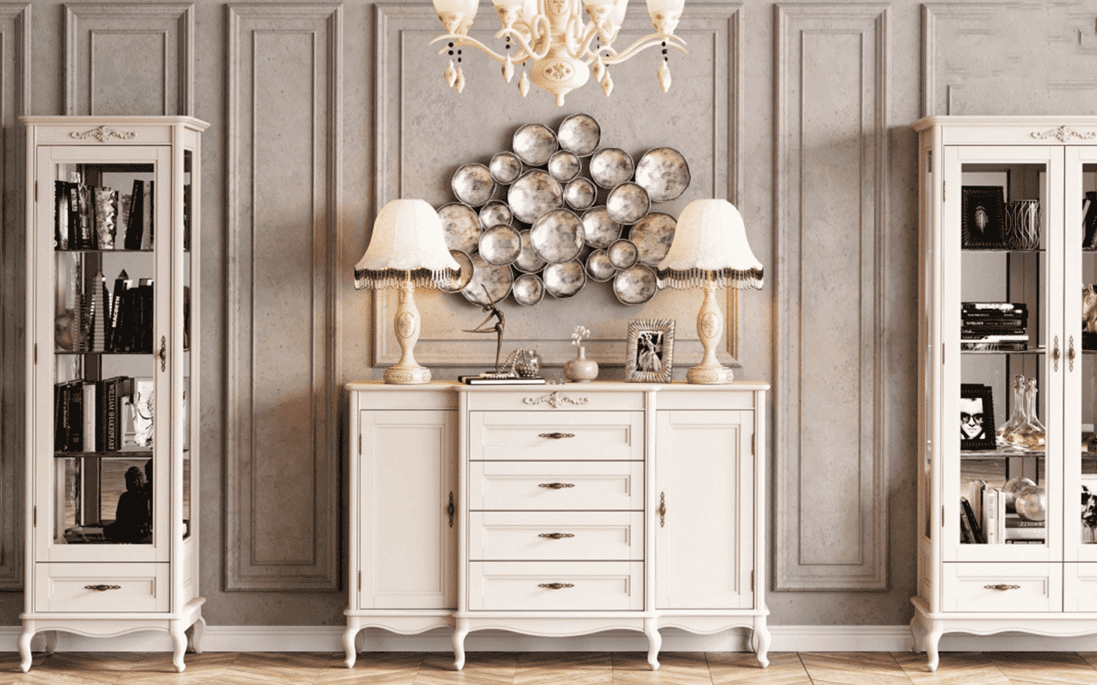Vitrină Seraphia, Lemn Masiv, 66 x 52 x 207 cm