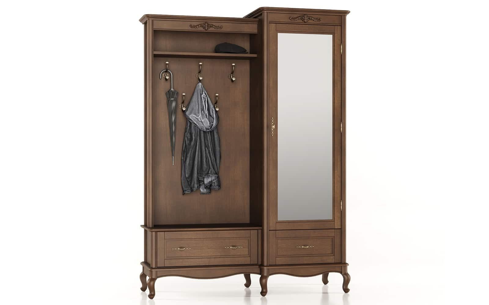 Set pentru Hol Seraphia, cu Oglindă, Lemn Masiv, 150 x 52 x 207 cm