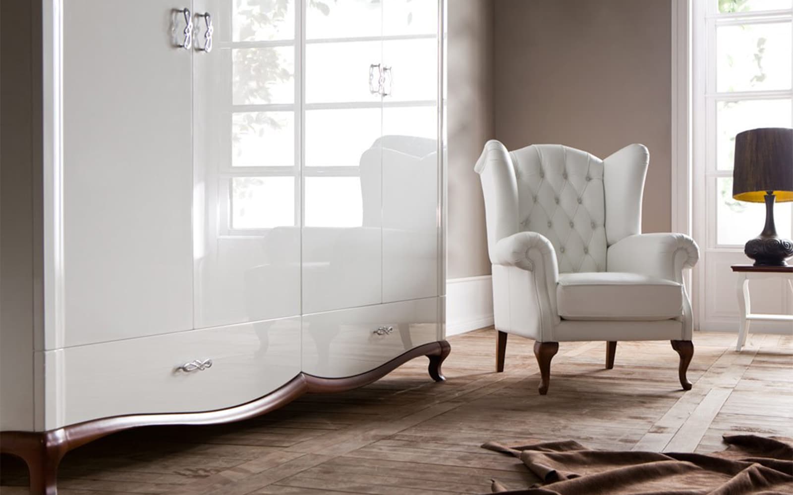 Dulap Milan, 3 Uși, Lemn Masiv, Alb-Nuc, 164,2 x 62,5 x 209,5 cm