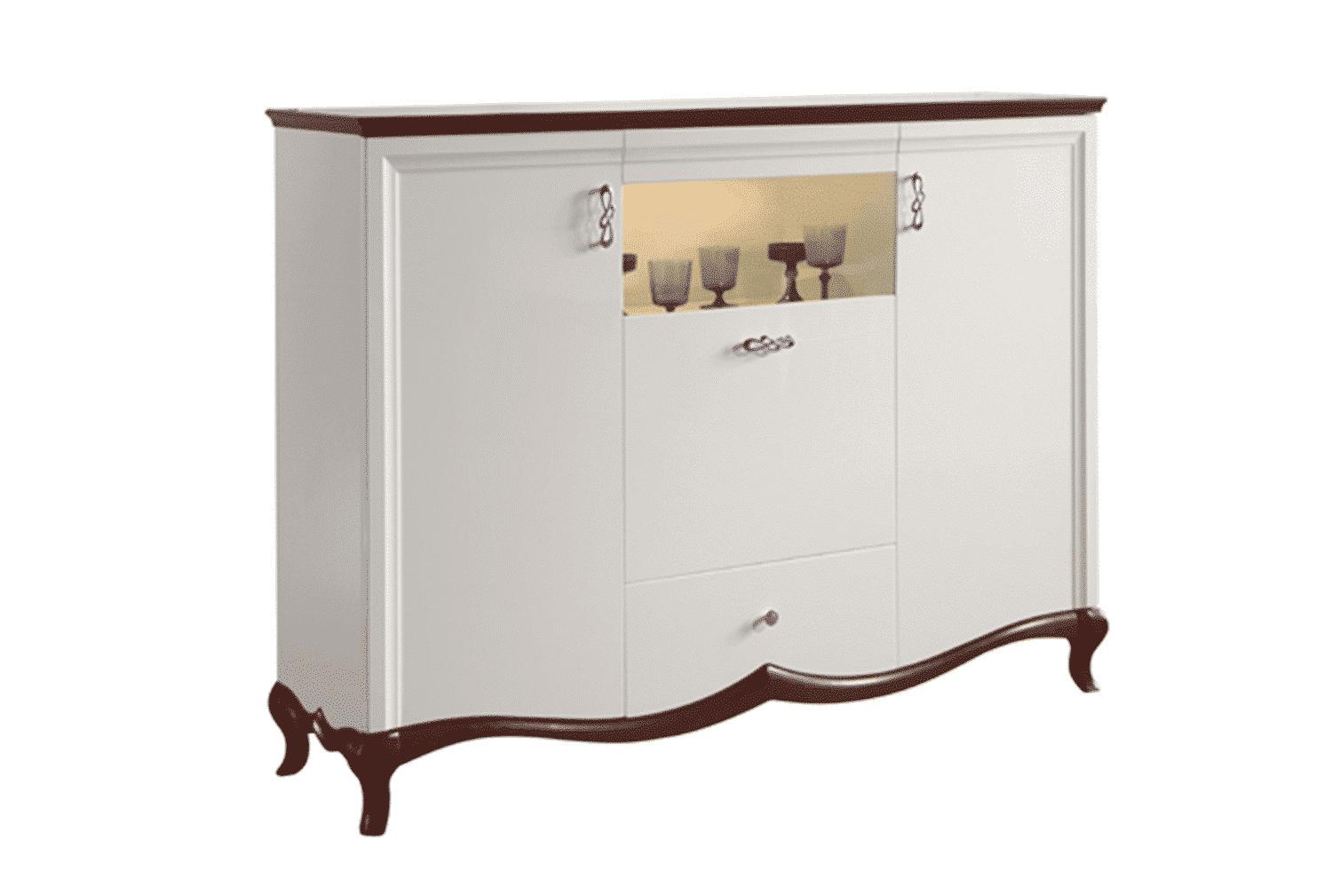 bufet milan ii, lemn masiv, alb nuc, 164,2 x 46,5 x 123 cm