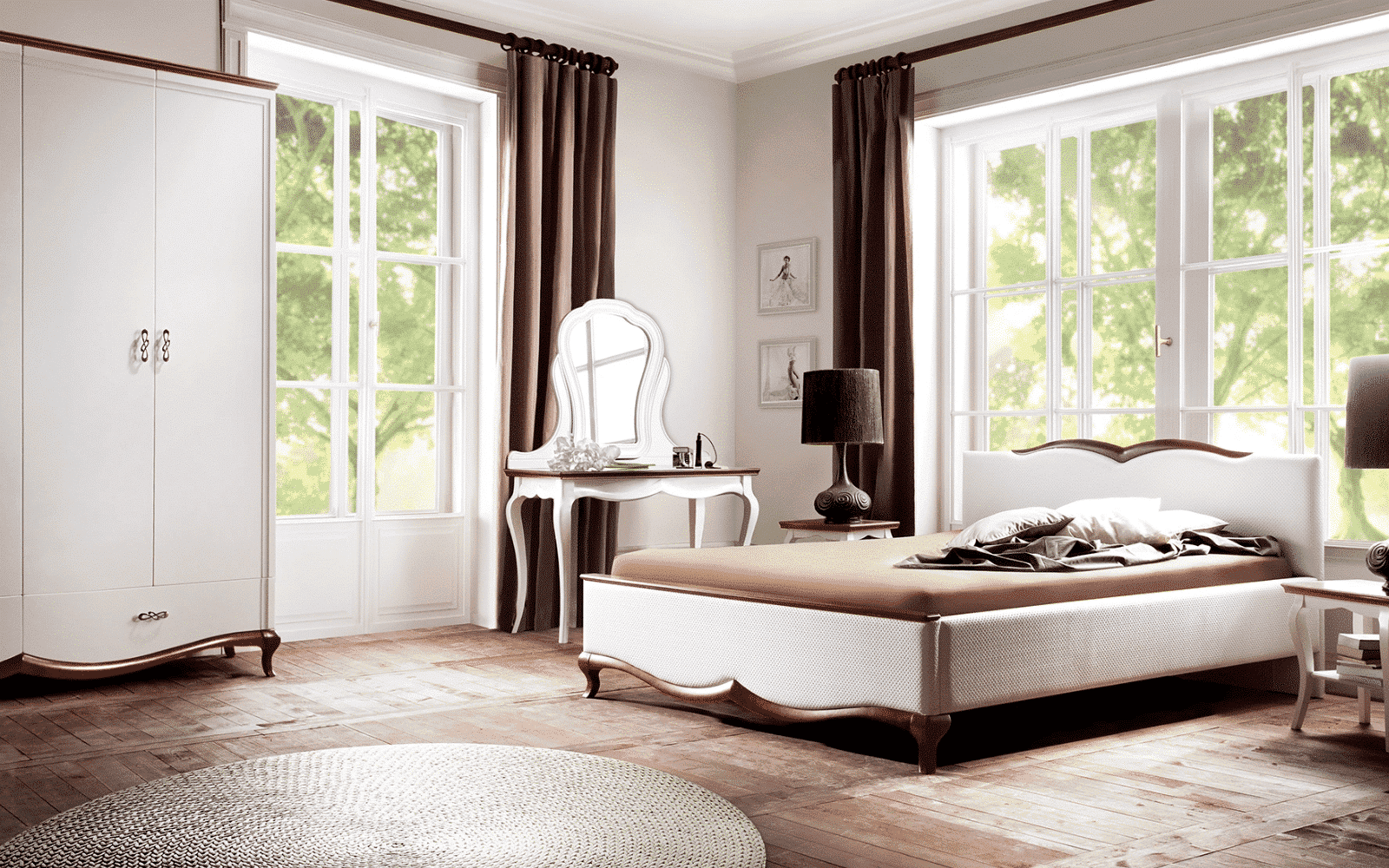 Dulap Milan, 2 Uși, Lemn Masiv, Alb-Nuc, 114 x 62,5 x 209,5 cm