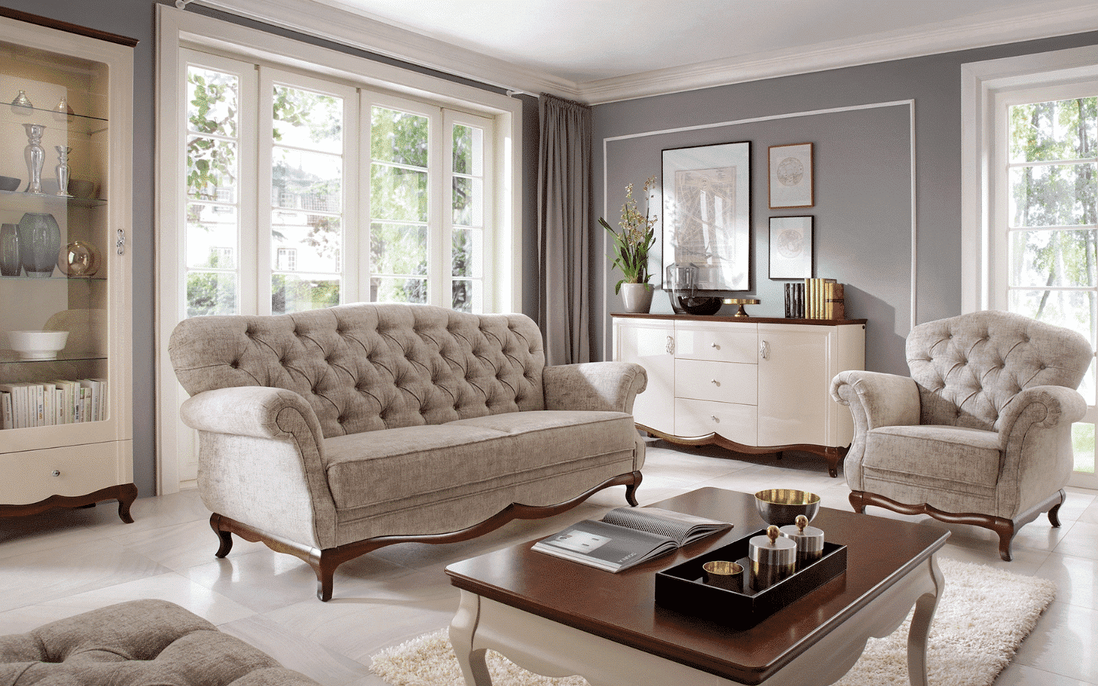 Canapea Milan I, Lemn Masiv, Alb-Nuc, 172/126 x 90/56 x 98/46 cm