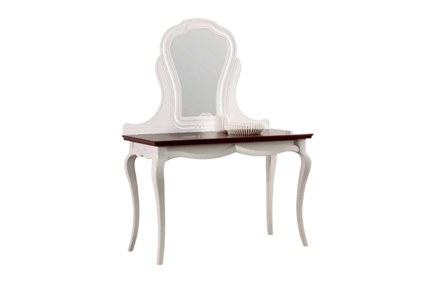 Masă de Toaletă Milan, Lemn Masiv, Alb-Nuc, 118 x 52,7 x 77,5 cm