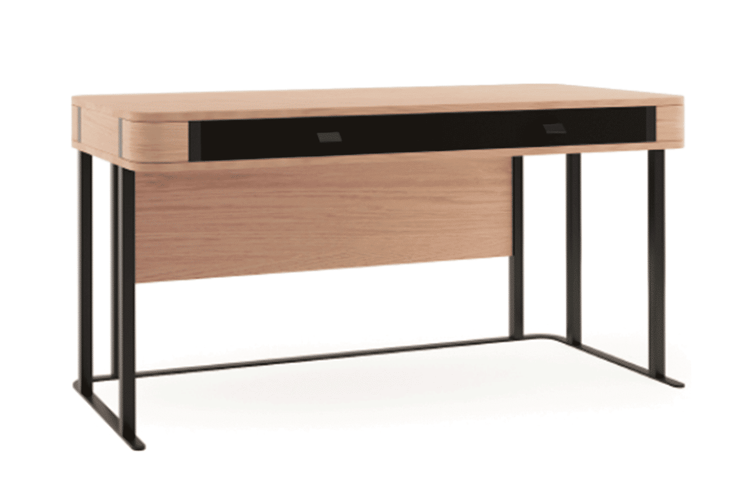 Birou Galen, Lemn Masiv, Negru-Natur, 140 x 68 x 77 cm