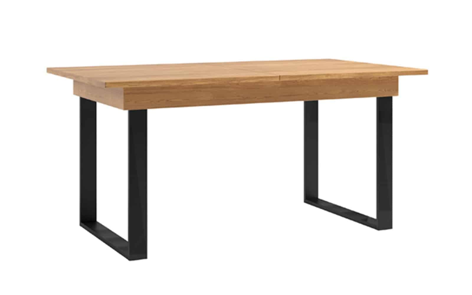 Masă Dining Santiago I, Extensibilă, Lemn Masiv, Natur-Negru, 160/200 x 90 x 77 cm