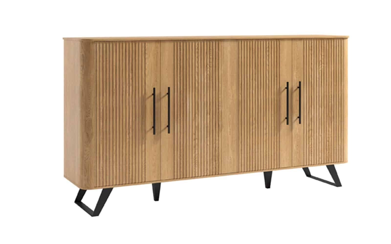 Comodă Santiago II, Lemn Masiv, Natur-Negru, 184,8 x 39,7 x 100 cm